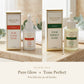 Shigeru Day and Night Elixir Duo: two bottles, Pure Glow Vitamin C Elixir and Tone Perfect Retinol Elixir